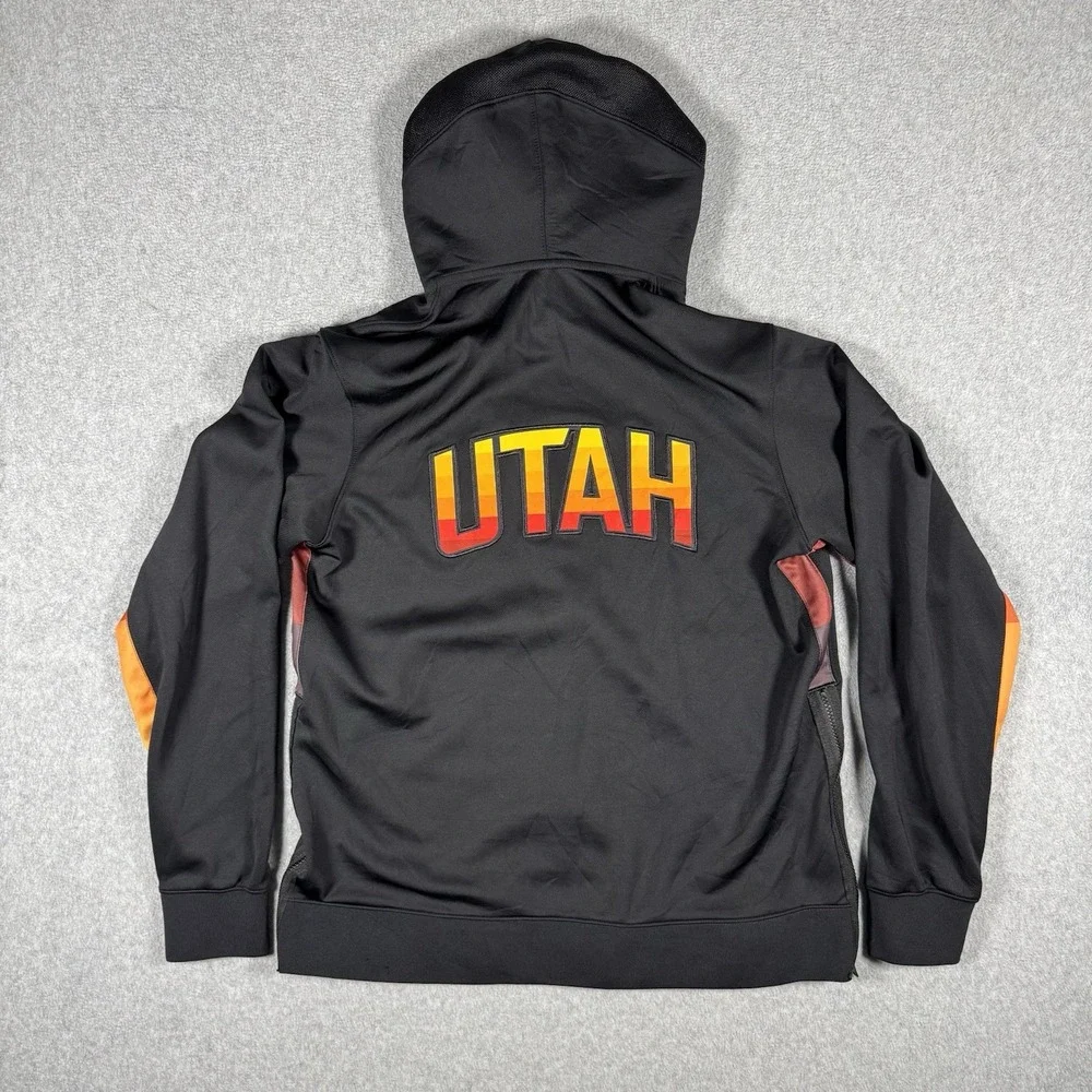 Nike NBA Utah Jazz Dri-FIT Full Zip Hoodie Jacket Men's L Black Team Warmup Logo